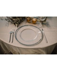 Silver Rim Glass Charger Plate